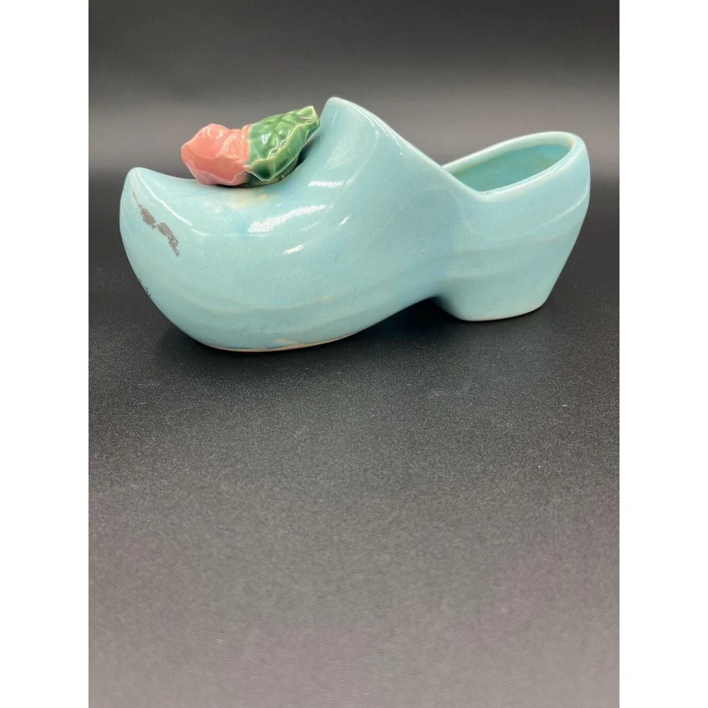 Vintage McCoy Dutch Shoe Planter: Light Blue Ceramic Wall Pocket